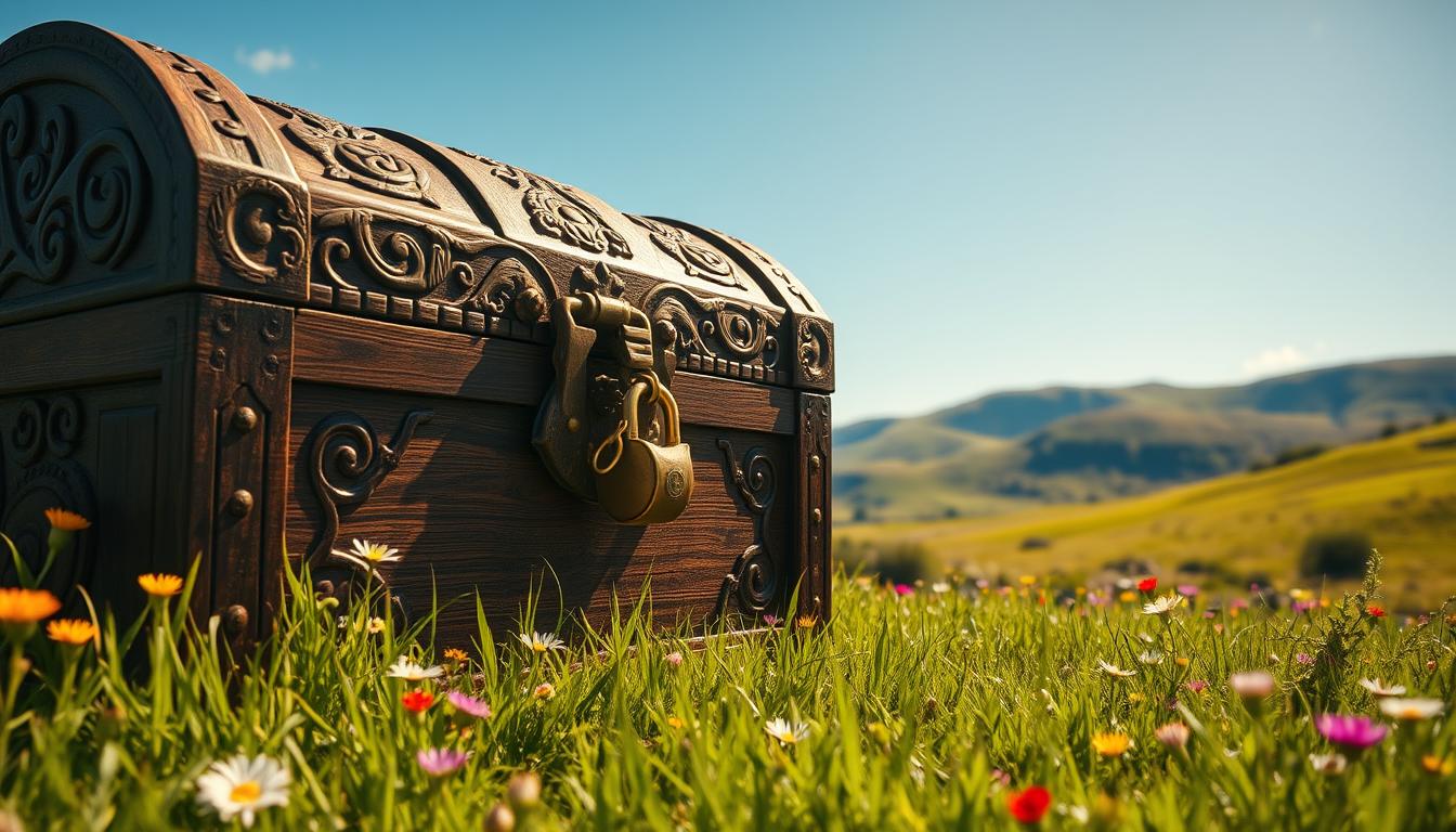 Große Schatztruhe mit Schloss