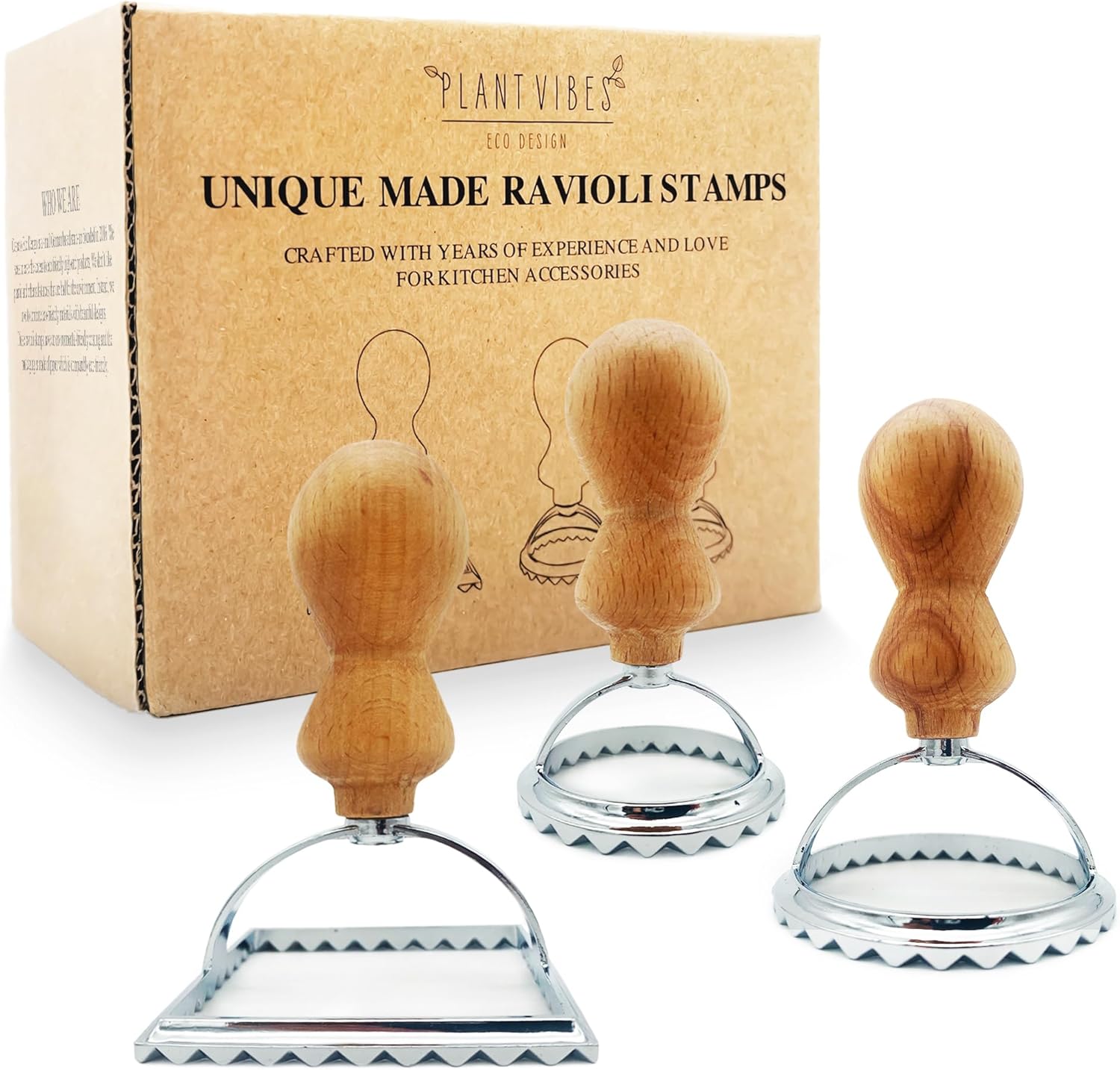 Ravioli-Ausstecher Set, 3 wunderschöne Ravioli-Former mit Holzgriff, Ravioli-Stempel und Kann man extra kaufen Raviolischneider