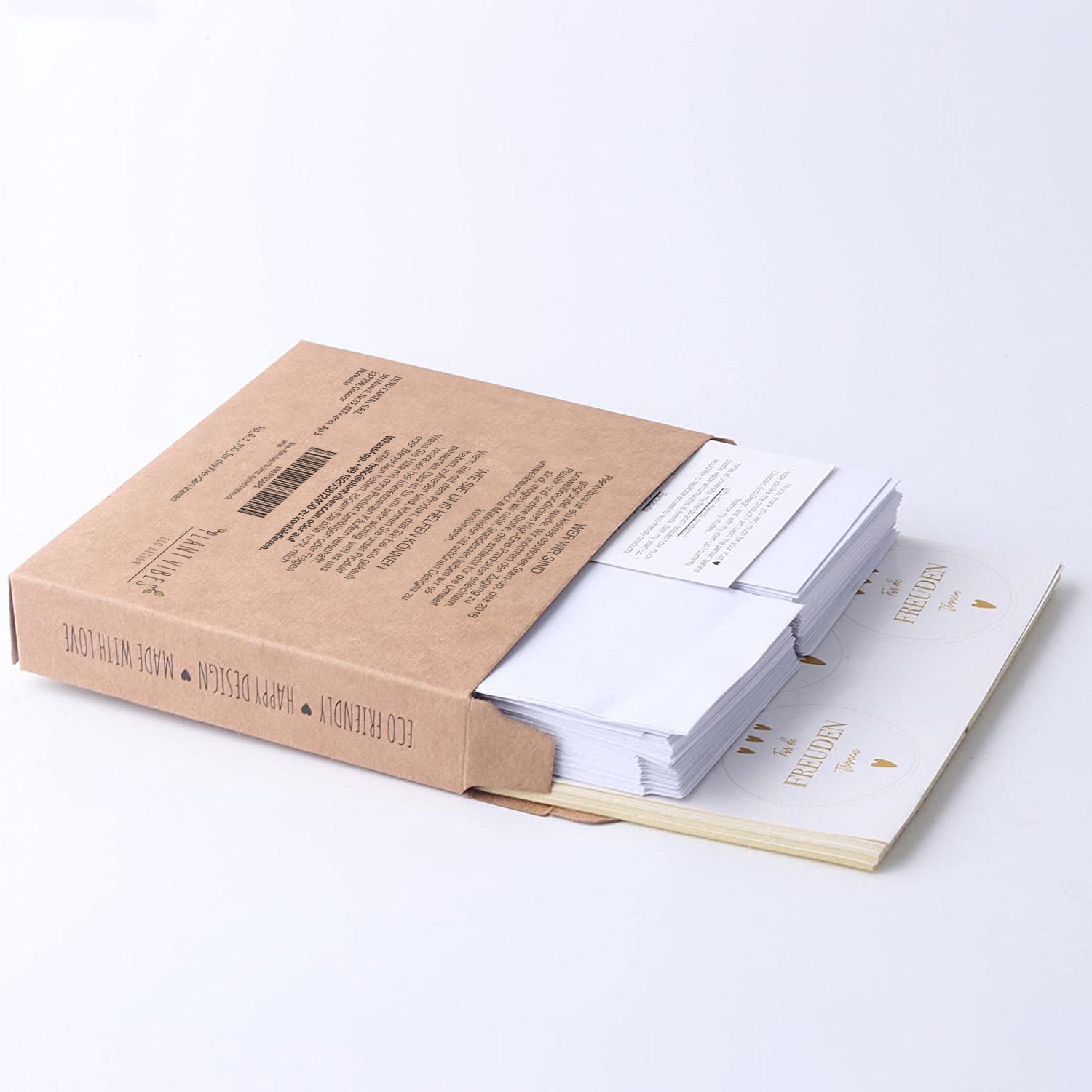 Plantvibes 100 Umschläge & 100 Freudentränen Sticker aus Papier im Vintage-Stil für die Hochzeit, CO2 neutrale kleine Papiertüten mit Aufklebern