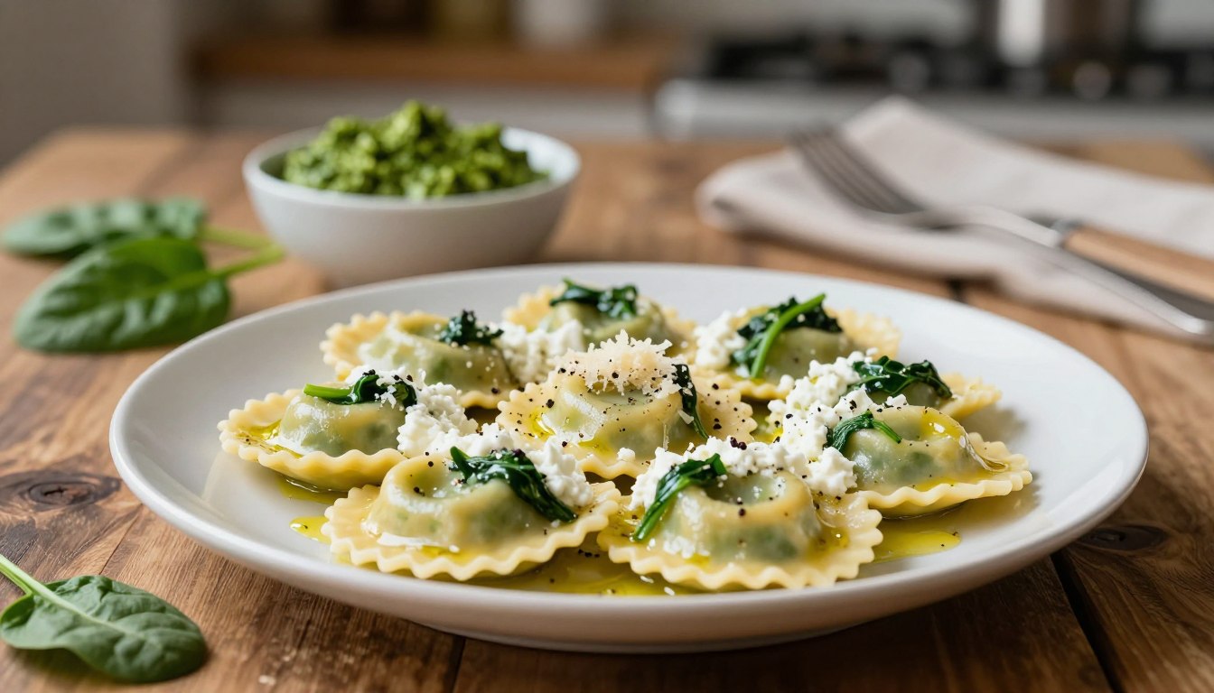 Ravioli mit Ricotta und Spinat – leicht & cremig