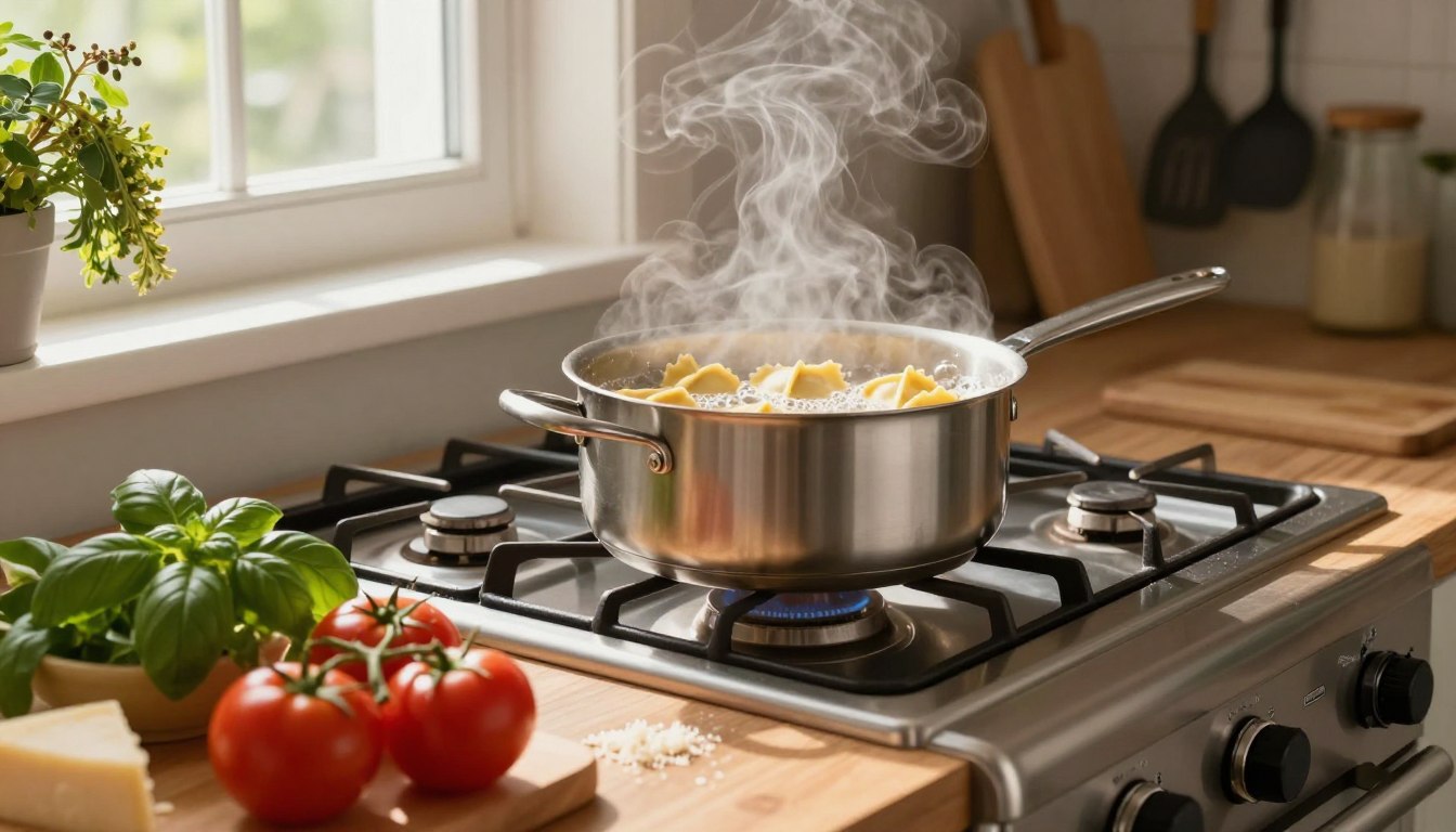 Ravioli auf dem Gaskocher zubereiten