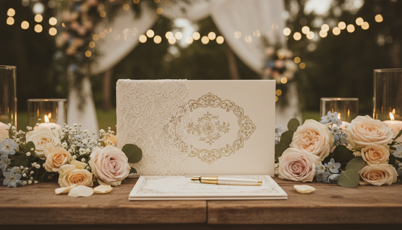 Cremefarbenes Gästebuch zur Hochzeit