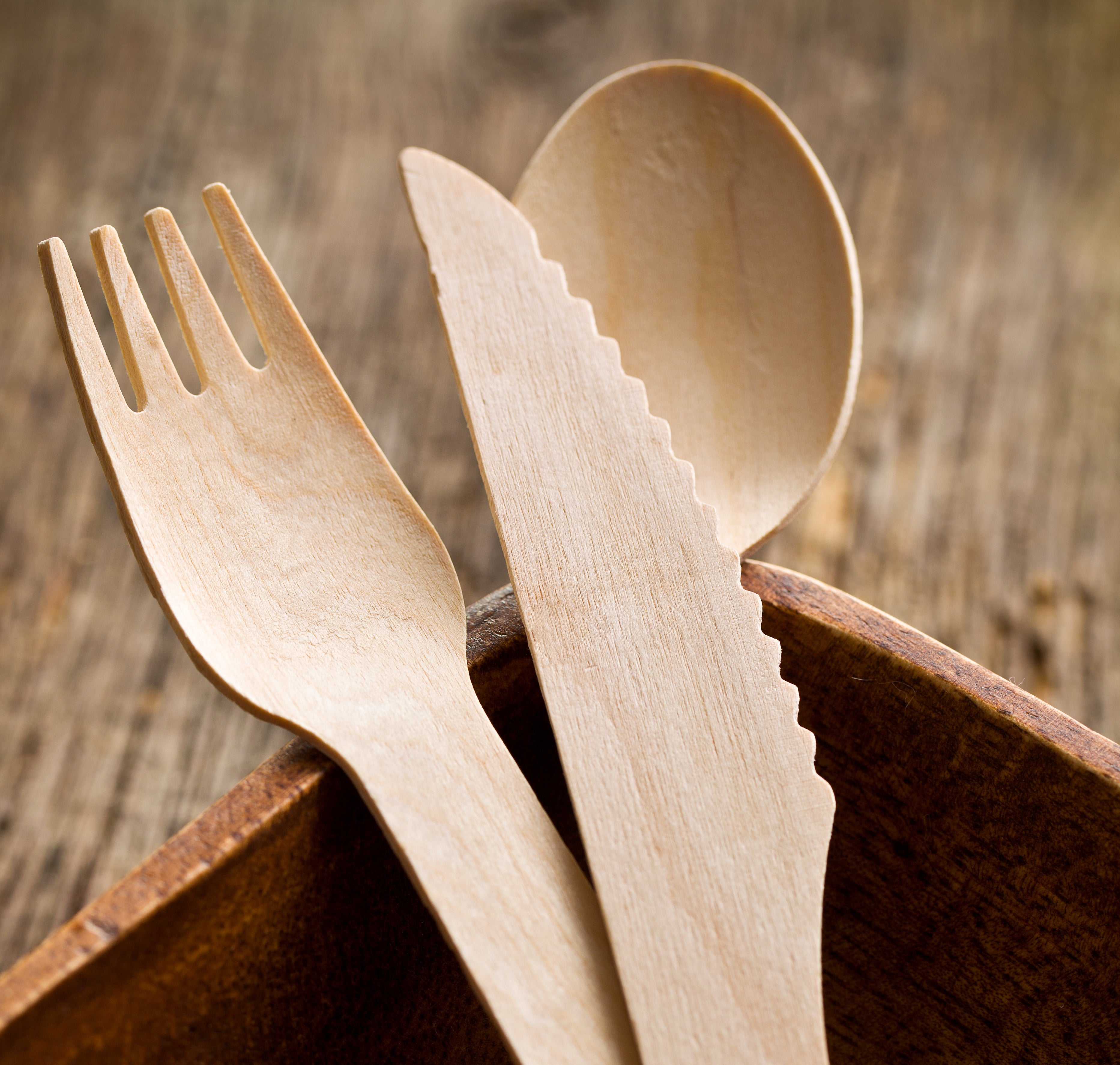 Plantvibes® 200 stabile Holzmesser & Holzgabeln, Einwegbesteck Set kompostierbar